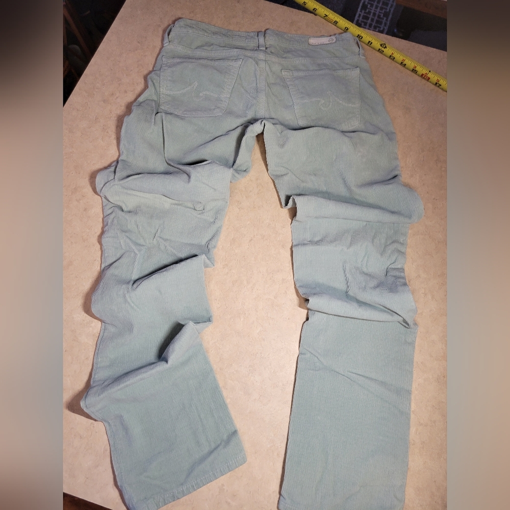 AG Adriano Goldschmiede 26 Reg Stevie Light Green Pants corduroy ankle slim stra